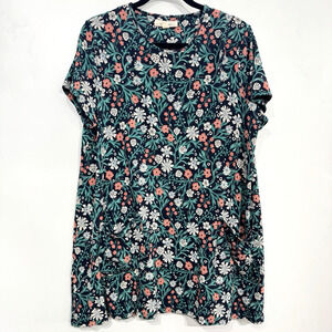 Seasalt Cornwall Killiow Floral Tunic Dress 14 US Blue Green Pockets Boho Soft